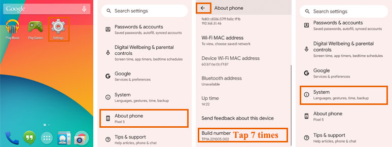 打开开发者选项